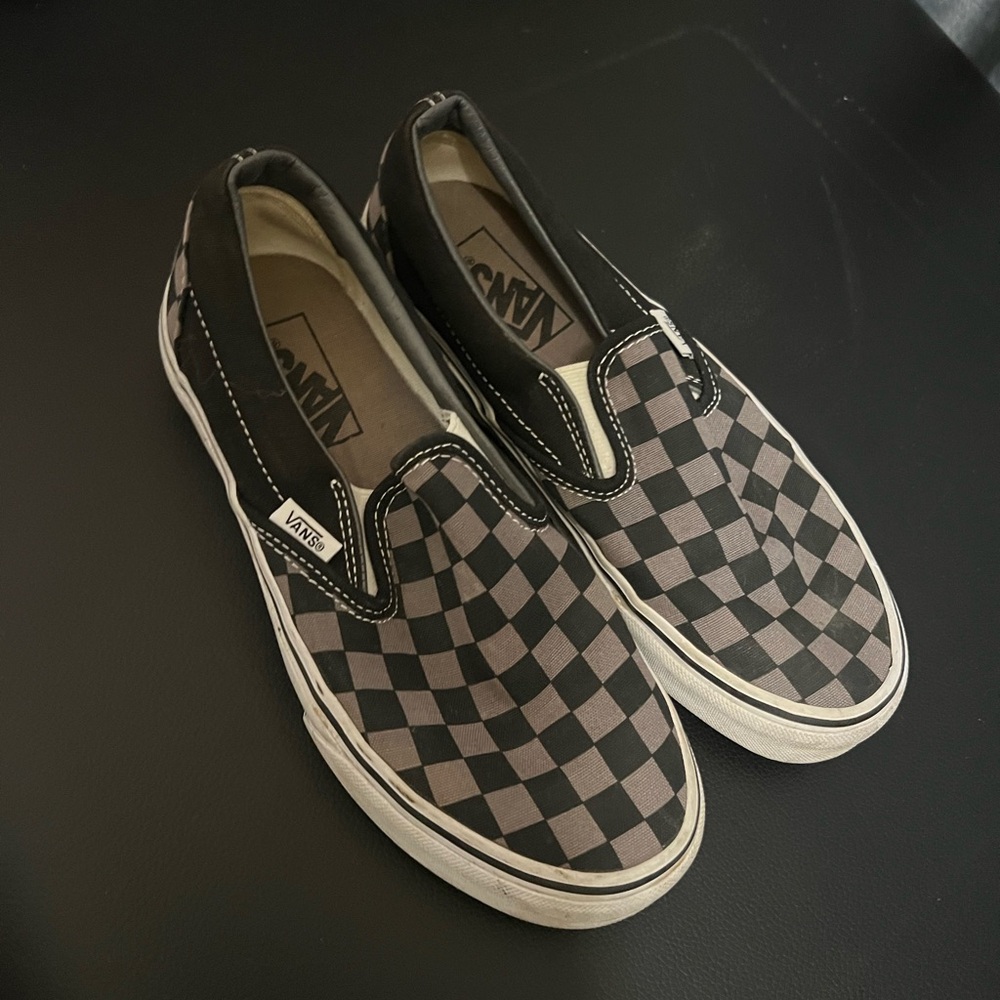 Vans Black and Gray Checkerboard Slip-Ons